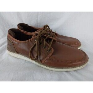Skechers 65270 Brown Leather Shoes Loafers Boat Shoes Memory Foam Mens Size 8.5